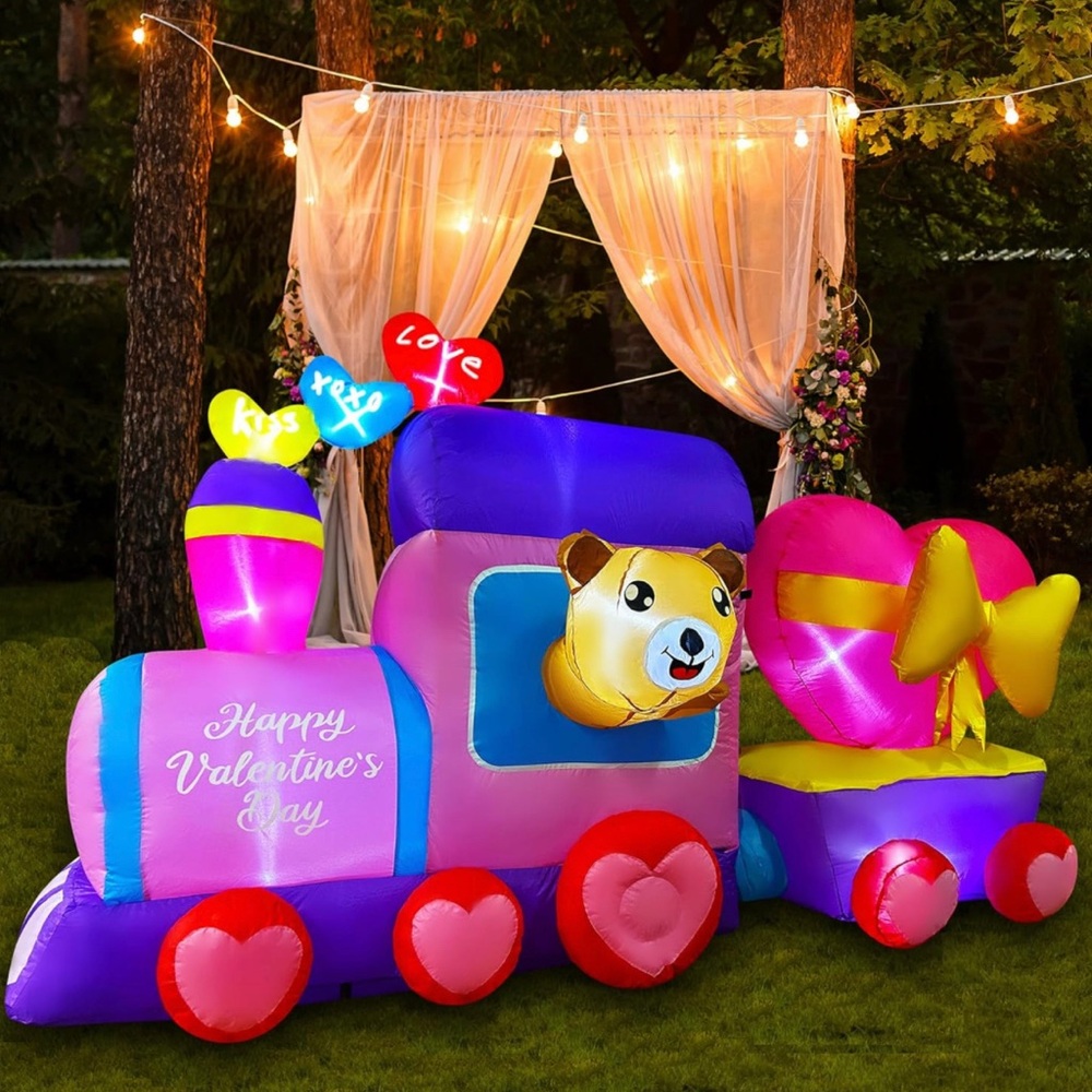 8 ft  Valentine's Day Inflatable Train Decoration